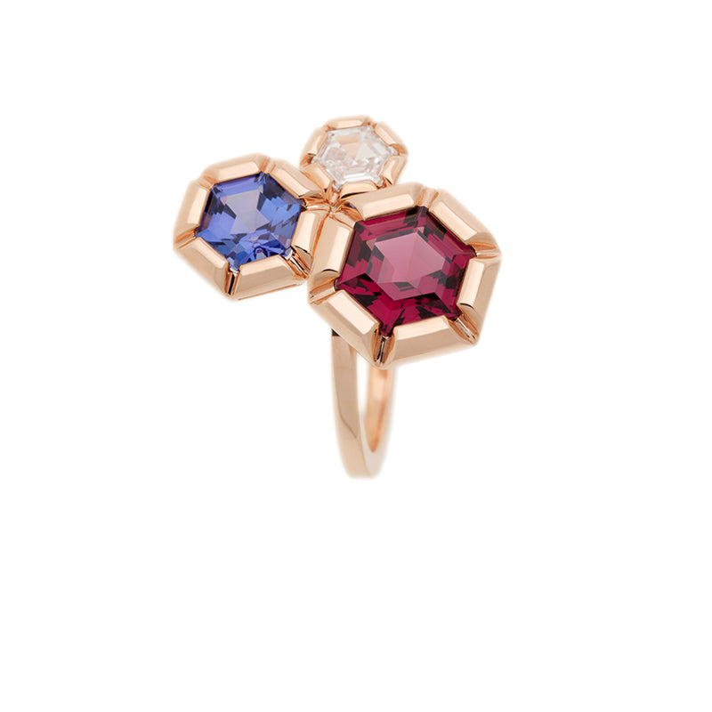 Louis Vuitton Color Blossom Mini Star Ring, Pink Gold, White Mother-of-Pearl and Diamond. Size 49