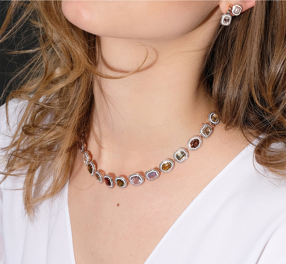Unique Necklace - Sapphires - Diamonds
