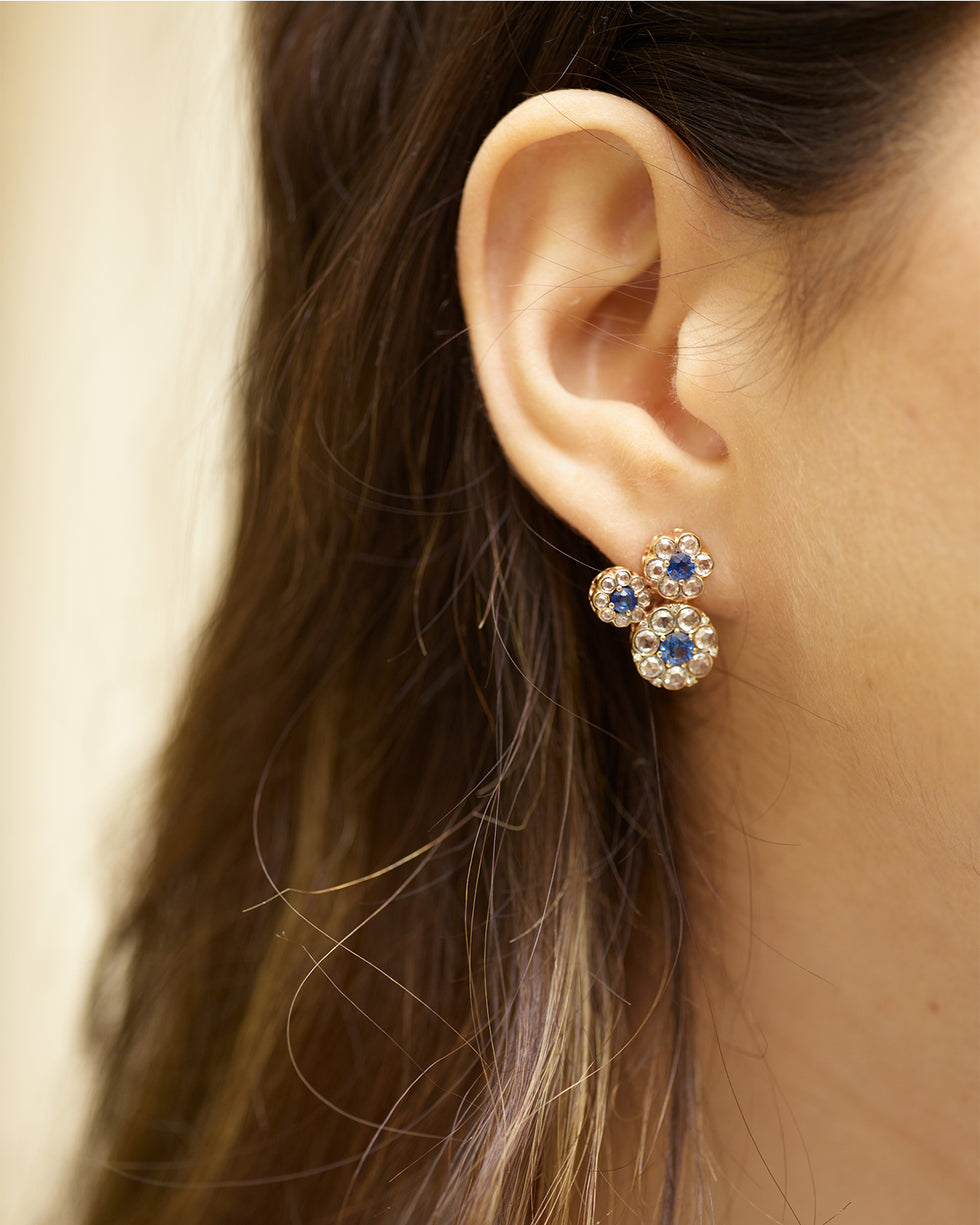 Beirut Rosace Earrings - Blue sapphires - Diamonds