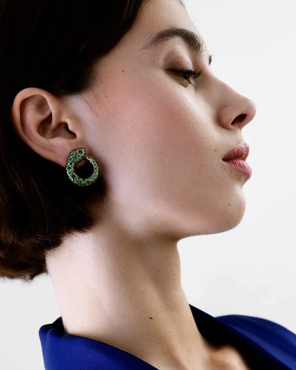 Basilik Earring - Tsavorites - Spinels